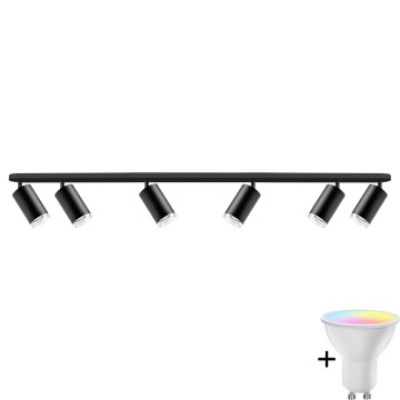 LED RGBW Dimbar badrumsspotlight TURYN 6xGU10/6,5W/230V 2700-6500K Wi-Fi IP44 svart