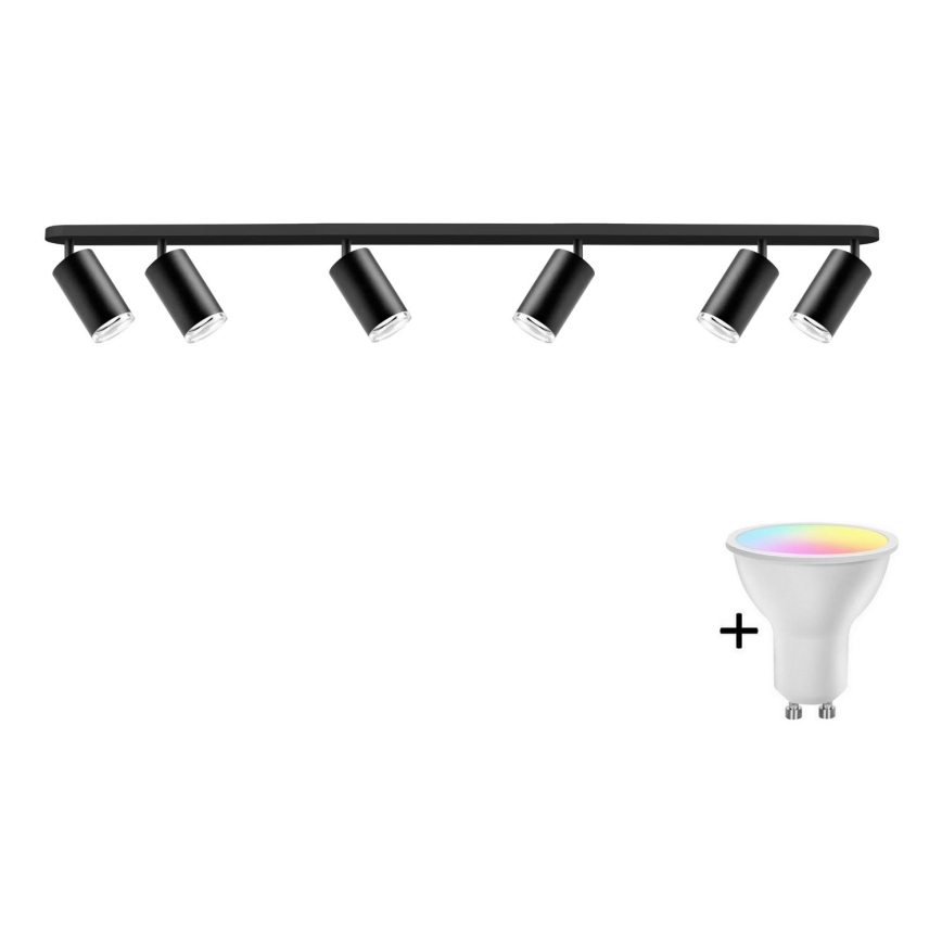 LED RGBW Dimbar badrumsspotlight TURYN 6xGU10/6,5W/230V 2700-6500K Wi-Fi IP44 svart