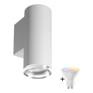 LED RGBW Dimbar badrumsvägglampa TURYN 1xGU10/6,5W/230V 2700-6500K Wi-Fi IP44 vit
