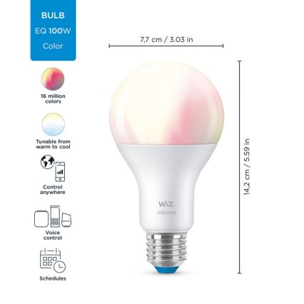 LED RGBW Dimbar glödlampa A67 E27/13W/230V 2200-6500K CRI 90 Wi-Fi -WiZ