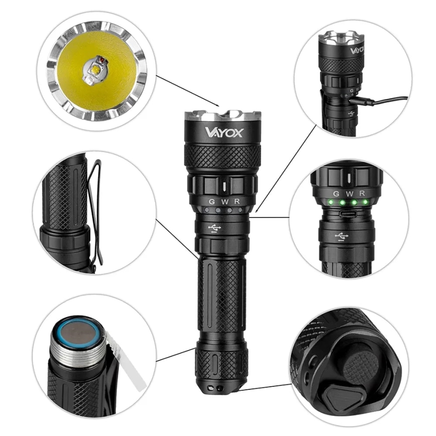 LED RGBW Dimbart uppladdningsbart ficklampa LED/15W/5V IP66 1500 lm 2000 mAh