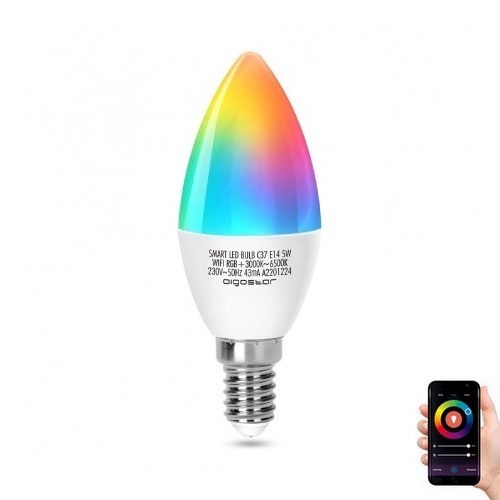 LED RGBW dimbar lampa C37 E14/5W/230V 3000-6500K Wi-Fi - Aigostar