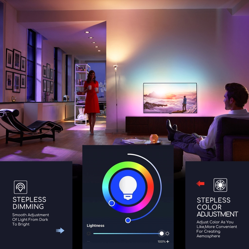 LED RGBW dimbar lampa C37 E14/5W/230V 3000-6500K Wi-Fi - Aigostar