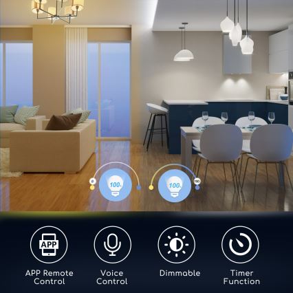 LED RGBW dimbar lampa C37 E14/5W/230V 3000-6500K Wi-Fi - Aigostar