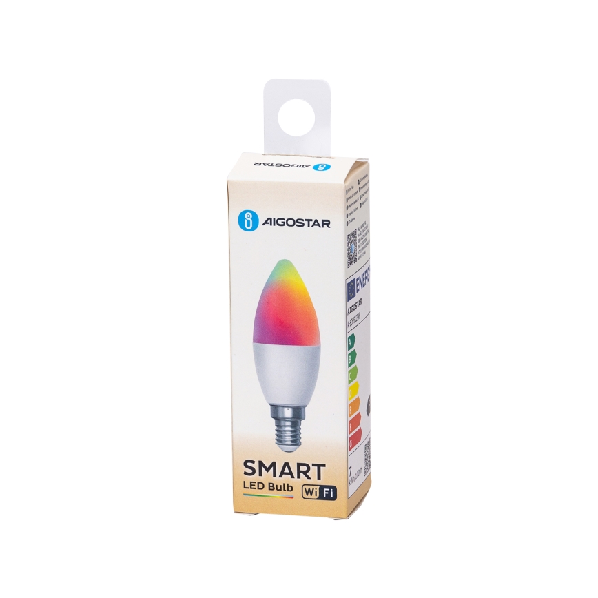 LED RGBW dimbar lampa C37 E14/6,5W/230V 2700-6500K Wi-Fi - Aigostar