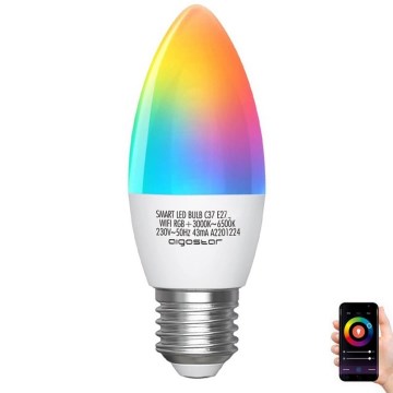 LED RGBW dimbar lampa C37 E27/5W/230V 3000-6500K Wi-Fi - Aigostar