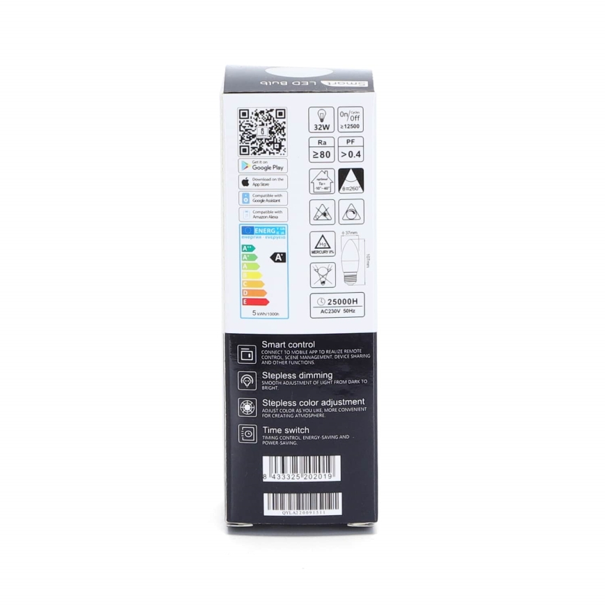 LED RGBW dimbar lampa C37 E27/5W/230V 3000-6500K Wi-Fi - Aigostar