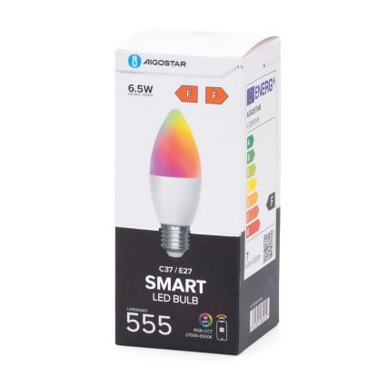 LED RGBW dimbar lampa C37 E27/6,5W/230V 2700-6500K Wi-Fi - Aigostar