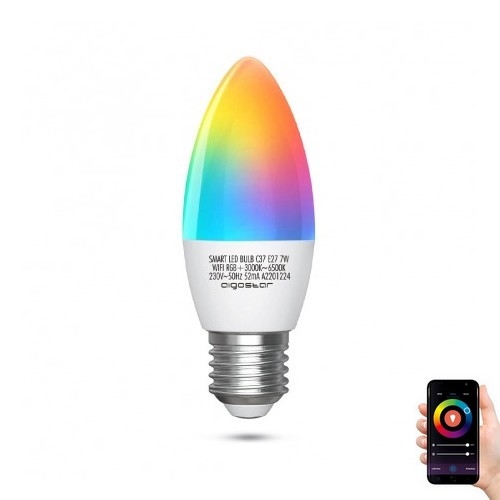 LED RGBW dimbar lampa C37 E27/7W/230V 3000-6500K Wi-Fi - Aigostar
