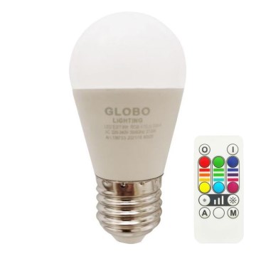 LED RGBW dimbar lampa E27/6W/230V 3000K + fjärrkontroll - Globo