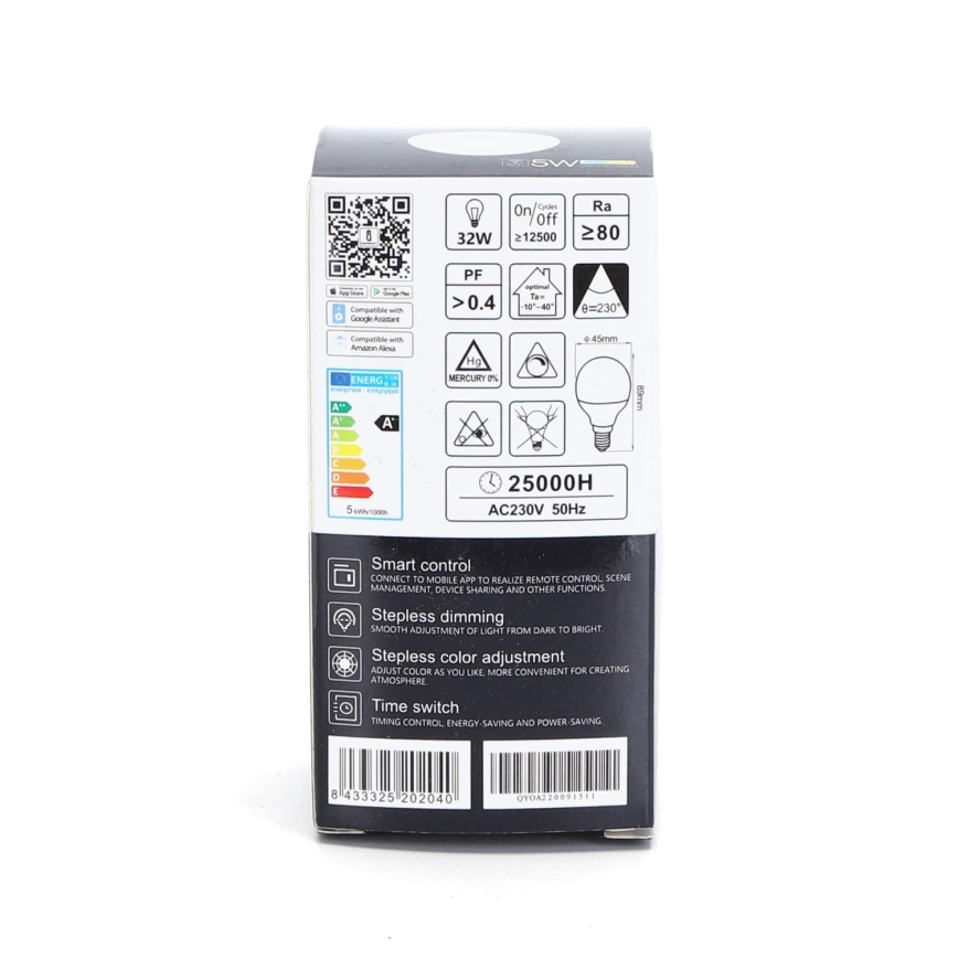 LED RGBW dimbar lampa G45 E14/5W/230V 3000-6500K Wi-Fi - Aigostar