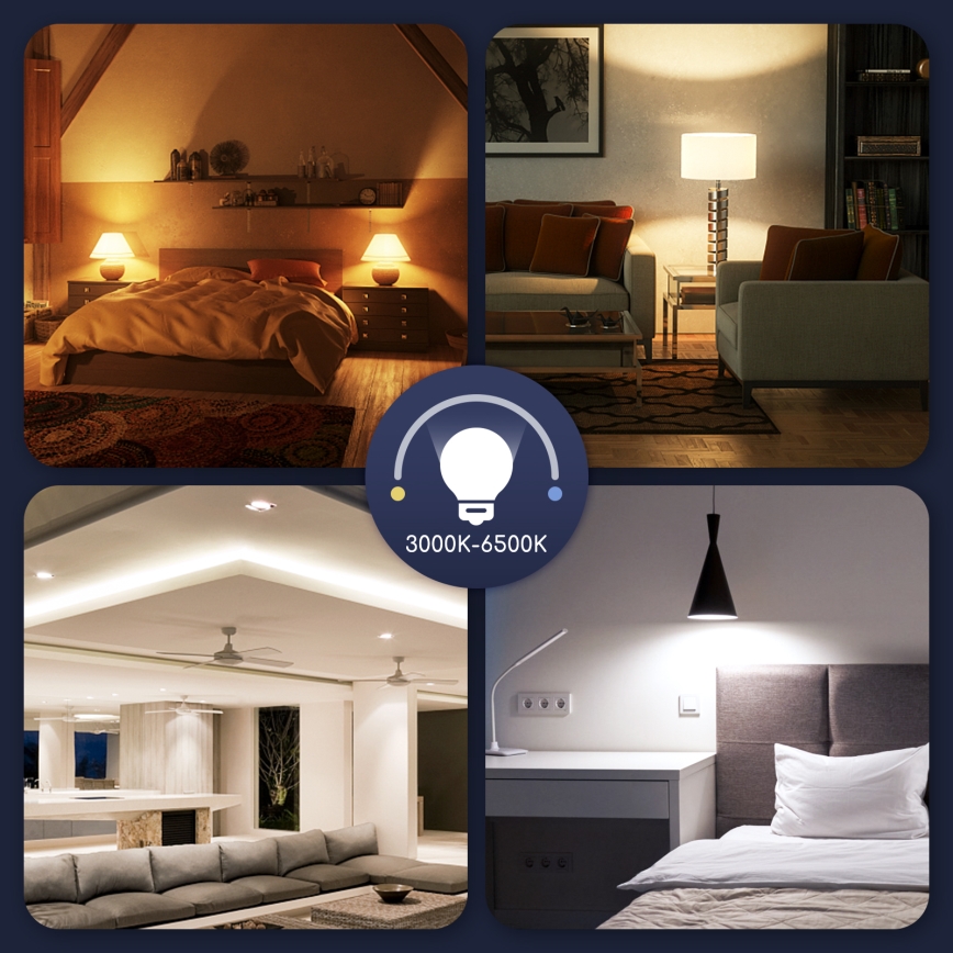 LED RGBW dimbar lampa G45 E14/7W/230V 3000-6500K Wi-Fi - Aigostar