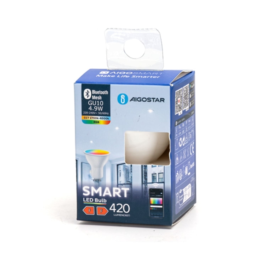 LED RGBW dimbar lampa GU10/4,9W/230V 2700-6500K - Aigostar
