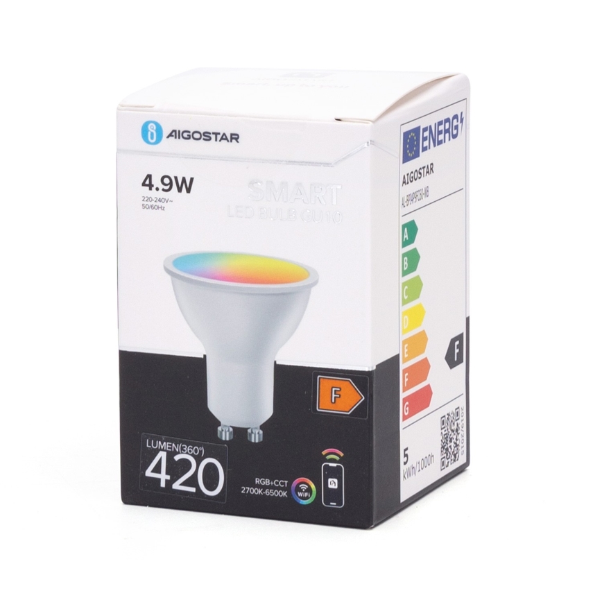 LED RGBW dimbar lampa GU10/4,9W/230V 2700-6500K Wi-Fi - Aigostar