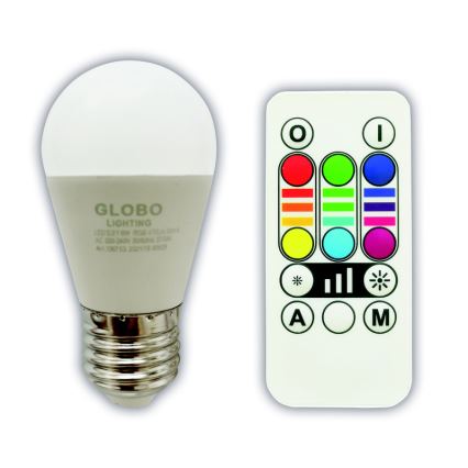 LED RGBW dimbar lampa E27/6W/230V 3000K + fjärrkontroll - Globo
