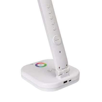 LED RGBW Dimbar touch bordslampa med trådlös laddning, display och USB port MAGNUS LED/6W/5V 3000-6500K vit