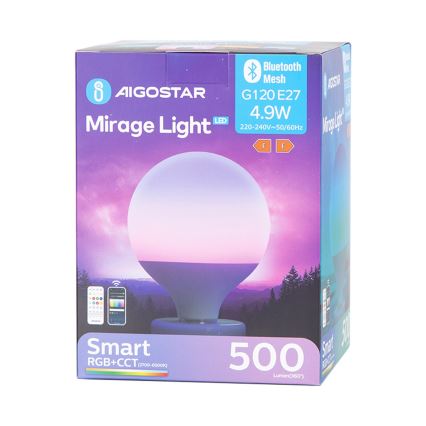 LED RGBW dimbar lampa MESH G120 E27/4,9W/230V 2700-6500K + fjärrkontroll - Aigostar