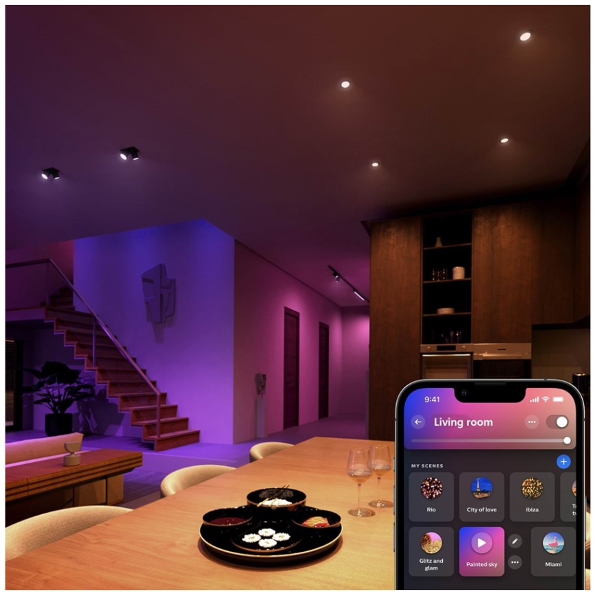 LED RGBW dimbar lampa Philips Hue White And Color Ambiance GU5,3/MR16/6,3W/12V 2000-6500K