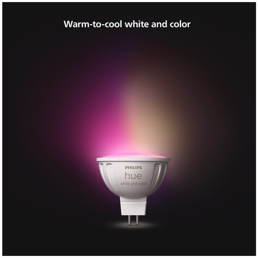 LED RGBW dimbar lampa Philips Hue White And Color Ambiance GU5,3/MR16/6,3W/12V 2000-6500K
