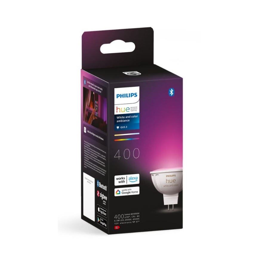 LED RGBW dimbar lampa Philips Hue White And Color Ambiance GU5,3/MR16/6,3W/12V 2000-6500K