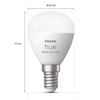LED RGBW dimbar lampa Philips Hue White And Color Ambiance P45 E14/5,1W/230V 2000-6500K