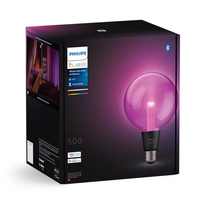 LED RGBW dimbar lampa Philips Hue White And Color Ambiance G125 E27/6,8W/230V 2000-6500K