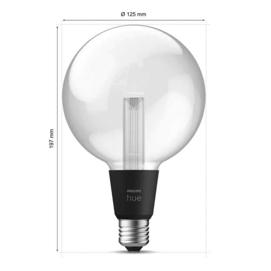 LED RGBW dimbar lampa Philips Hue White And Color Ambiance G125 E27/6,8W/230V 2000-6500K