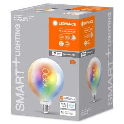 LED RGBW dimbar lampa SMART+ FILAMENT E27/4,8W/230V 2700-6500K Wi-Fi - Ledvance