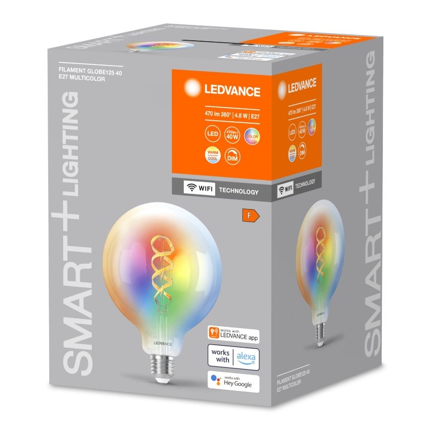 LED RGBW dimbar lampa SMART+ FILAMENT E27/4,8W/230V 2700-6500K Wi-Fi - Ledvance
