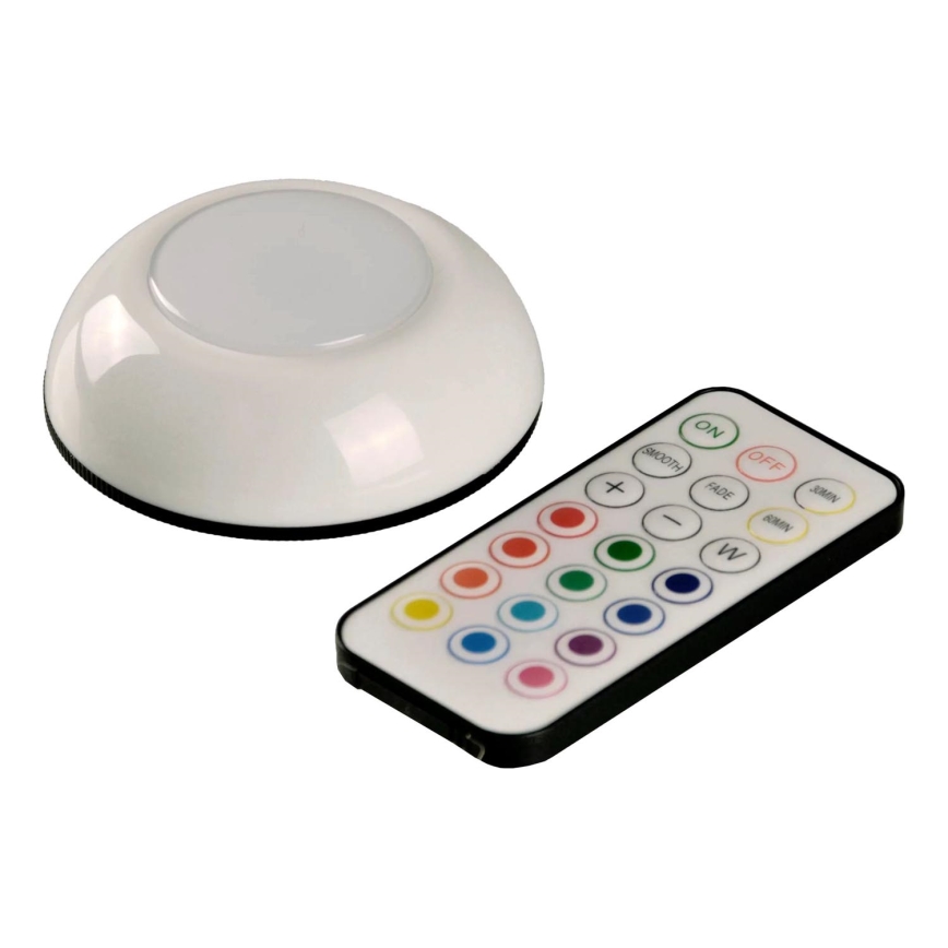 LED RGBW Dimbar möbelbelysning LED/0,5W/4,5V 3xAAA vit + fjärrkontroll