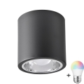 LED RGBW Dimbar Punktlampa JUPITER 1xE27/6,5W/230V 2700-6500K Wi-Fi Ø 13 cm svart