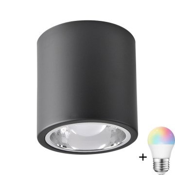 LED RGBW Dimbar Punktlampa JUPITER 1xE27/6,5W/230V 2700-6500K Wi-Fi Ø 13 cm svart