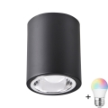 LED RGBW Dimbar Spot JUPITER 1xE27/6,5W/230V 2700-6500K Wi-Fi Ø 9,8 cm svart