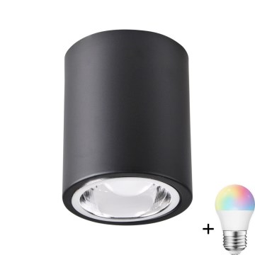 LED RGBW Dimbar Spot JUPITER 1xE27/6,5W/230V 2700-6500K Wi-Fi Ø 9,8 cm svart