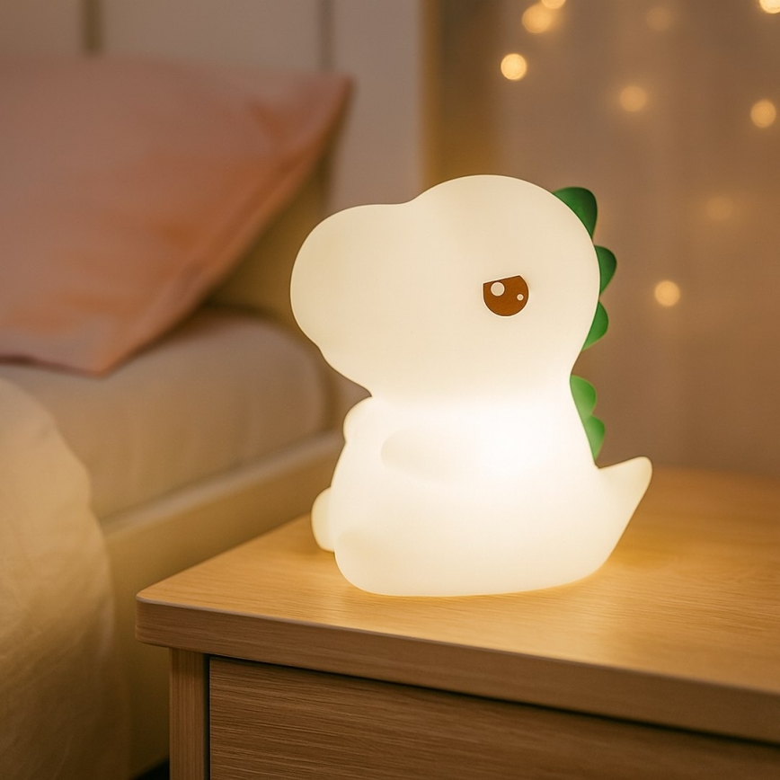 LED RGBW, dimbar och uppladdningsbar nattlampa för barn med beröringsstyrning – DINO LED/1W/5V 1200 mAh