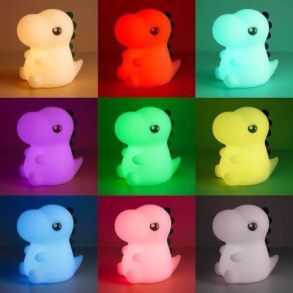 LED RGBW, dimbar och uppladdningsbar nattlampa för barn med beröringsstyrning – DINO LED/1W/5V 1200 mAh