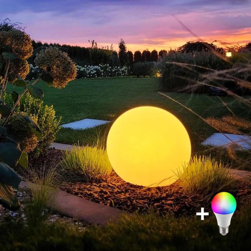 LED RGBW Dimbar utomhuslampa GLOBO 1xE27/9W/230V 2700–6500K Ø 30 cm IP44 Wi‑Fi