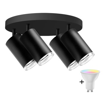 LED RGBW dimbart badrumsspot TURYN 4xGU10/6,5W/230V 2700-6500K Wi-Fi IP44 svart