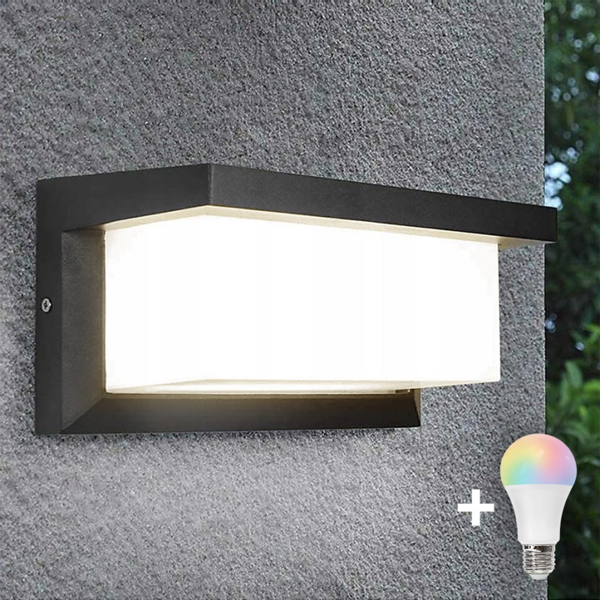 LED RGBW Dimbart utomhusväggarmatur NEELY 1xE27/9W/230V 2700-6500K IP54 Wi-Fi antracit