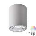 LED RGBW Dimmable Spotljus JUPITER 1xE27/6,5W/230V 2700-6500K Wi-Fi Ø 9,8 cm grå