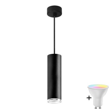 LED RGBW Dimmbar Badrumsarmatur hängande TURYN 1xGU10/6,5W/230V 2700-6500K Wi-Fi IP44 svart