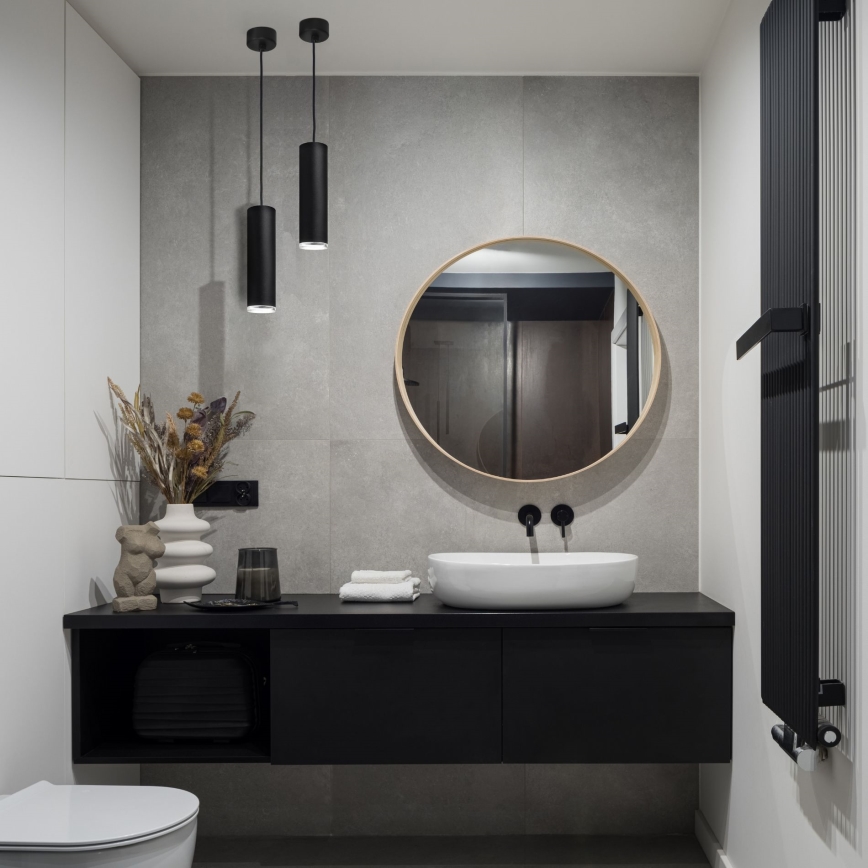 LED RGBW Dimmbar Badrumsarmatur hängande TURYN 1xGU10/6,5W/230V 2700-6500K Wi-Fi IP44 svart