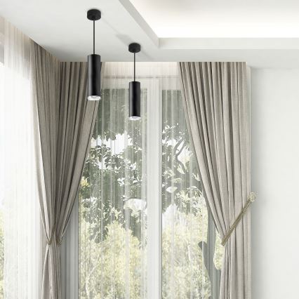 LED RGBW Dimmbar Badrumsarmatur hängande TURYN 1xGU10/6,5W/230V 2700-6500K Wi-Fi IP44 svart