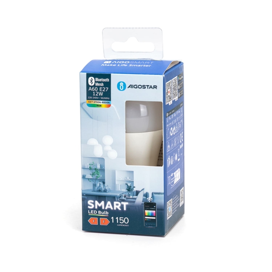LED RGBW dimbar lampa A60 E27/12W/230V 2700-6500K - Aigostar