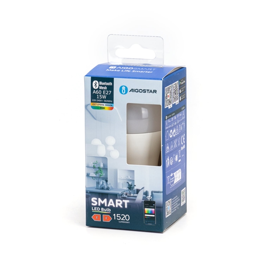 LED RGBW dimbar lampa MESH Smart A60 E27/15W/230V 2700-6500K - Aigostar