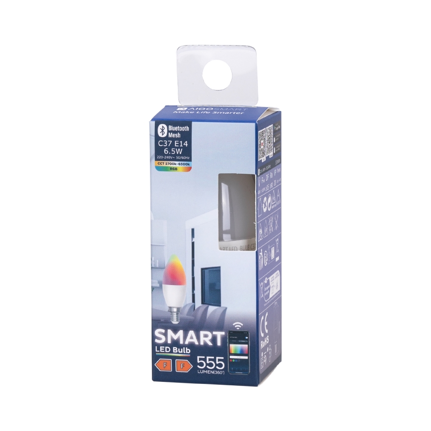 LED RGBW dimbar lampa C37 E14/6,5W/230V 2700-6500K - Aigostar