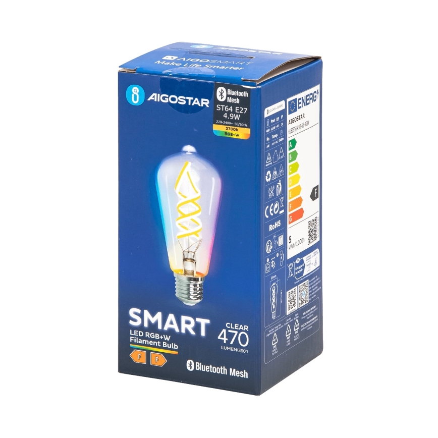 LED RGBW dimbar lampa FILAMENT MESH Smart ST64 E27/4,9W/230V 2700K - Aigostar
