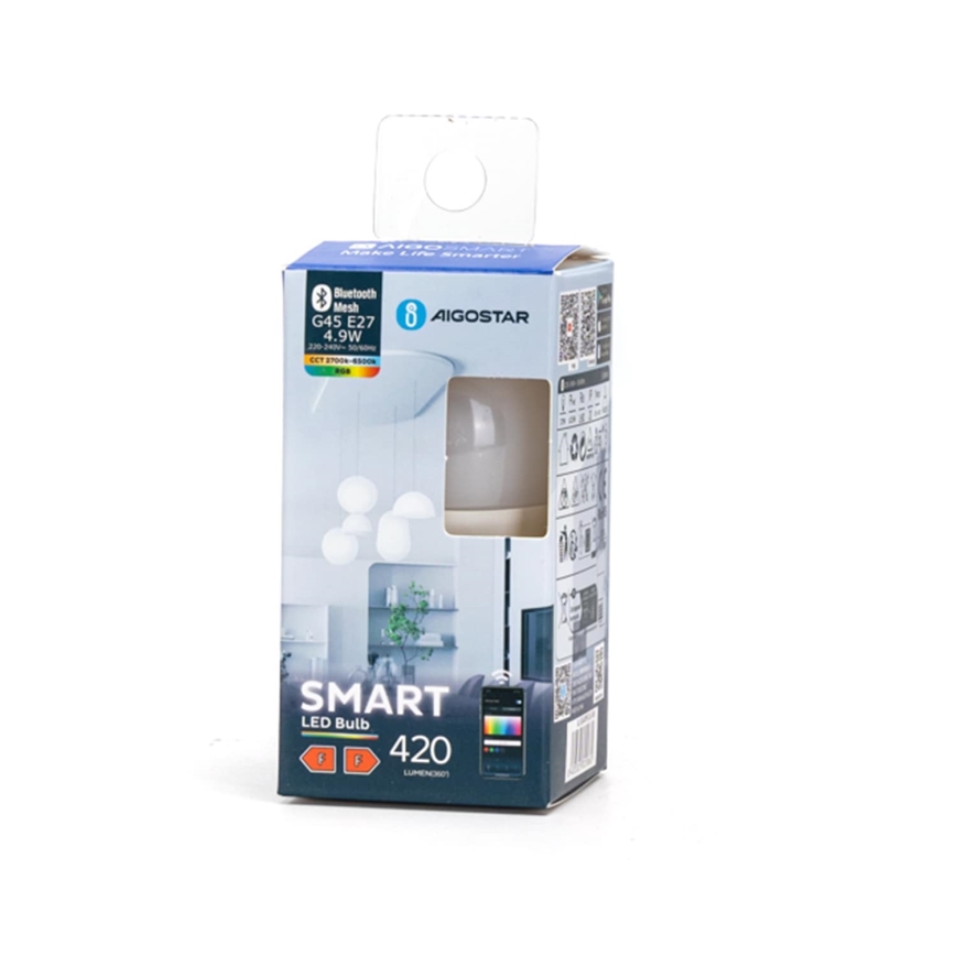 LED RGBW dimbar lampa MESH Smart G45 E27/4,9W/230V 2700-6500K - Aigostar