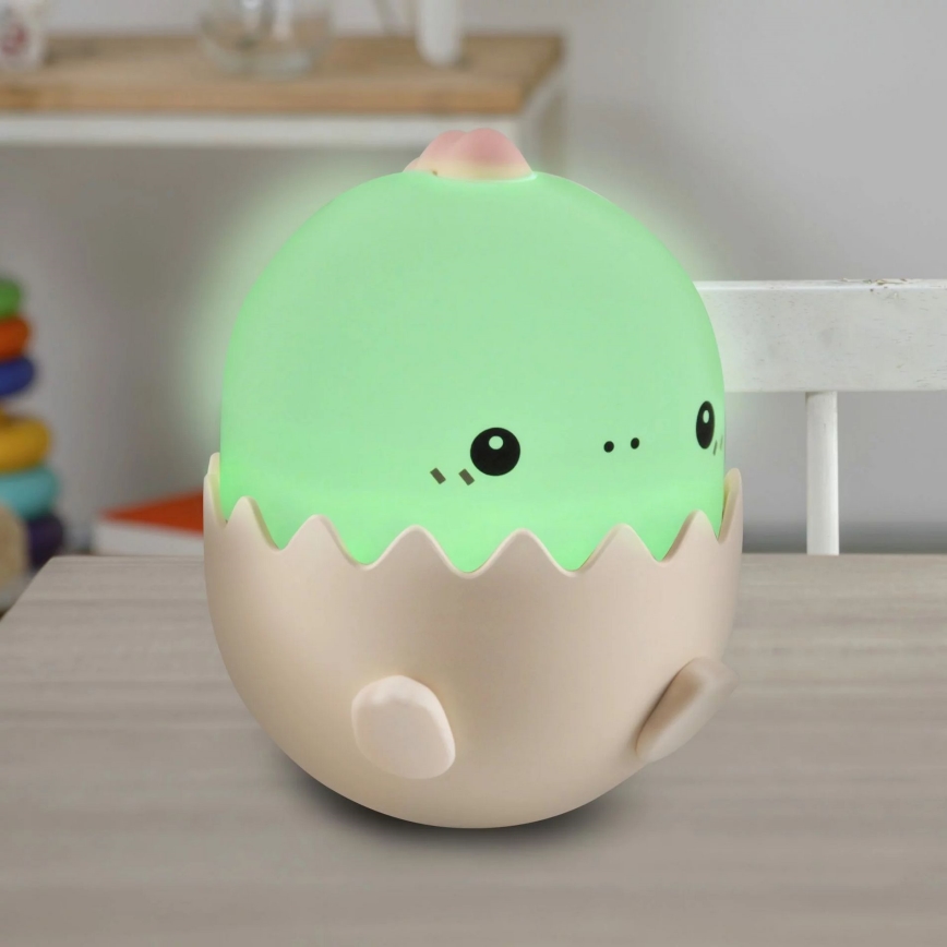 LED RGBW Ljusreglerad barns beröring lampa BABY DINO LED/0,75W/5V USB 1200 mAh rosa