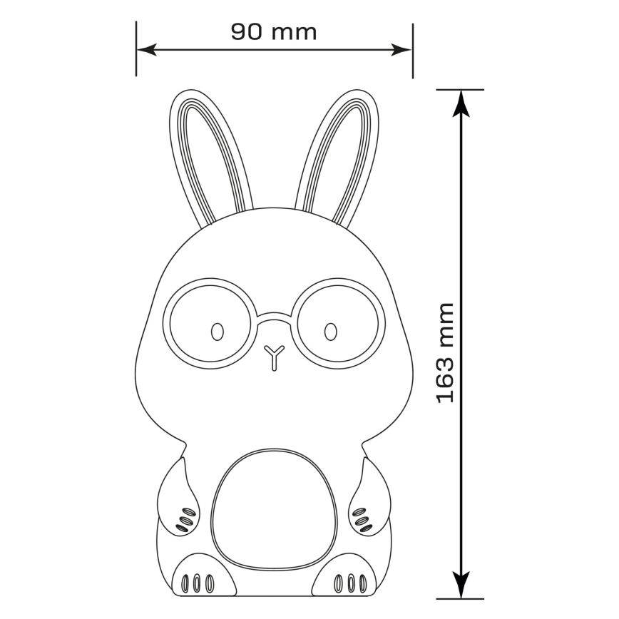 LED RGBW Ljusreglerad barns beröring lampa FLORKA LED/1W/5V USB 1200 mAh kanin vit/grå